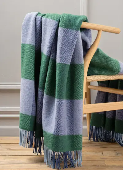 Green & Blue Wool Cashmere Throw